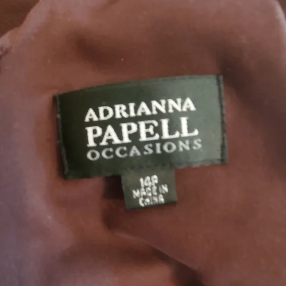 Adrianna Papell  Petal Chiffon  Brown  Evening Dress. Like New! 14 Petite. - Picture 7 of 10